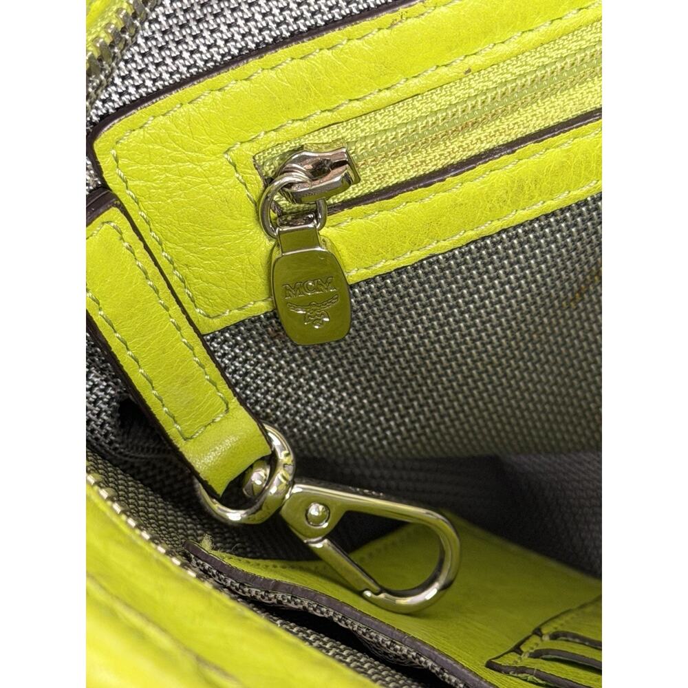 MCM Messenger Crossbody Bag in Neon Green Visetos Monogram Leather S-15 - Picture 16 of 16